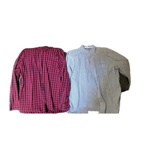 Blue Mountain Shirts Bundle (2) Long Sleeve Plaid Button Up  XLT